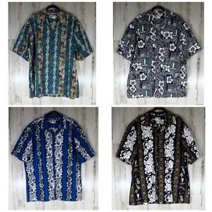 Hawaii Shirts Size 3XL Lot of 3 Blue Multi Surfboard Hibiscus Floral Cotton USA